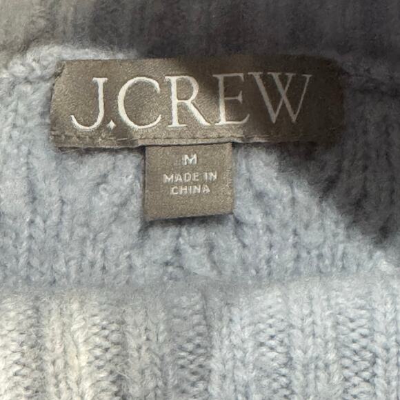 J.Crew Alpaca Wool Cable Knit Rollneck Sweater Light Blue Gray Medium - Picture 6 of 7